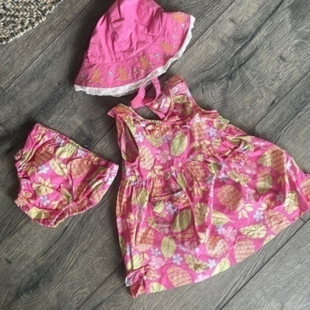 Gap 0 to 3 months dress little girl pineapple Princess set new!